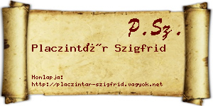 Placzintár Szigfrid névjegykártya